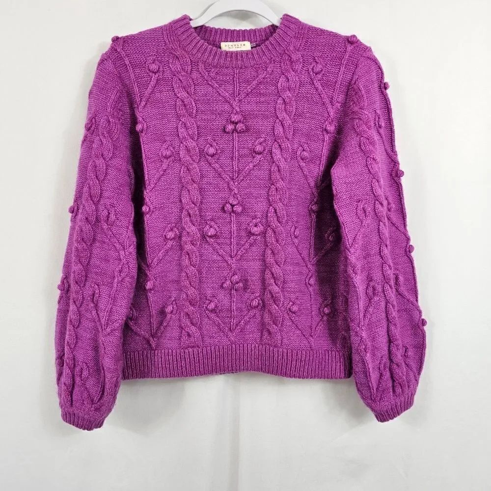 Demylee New York Wool Blend Bobble Sweater in Purple